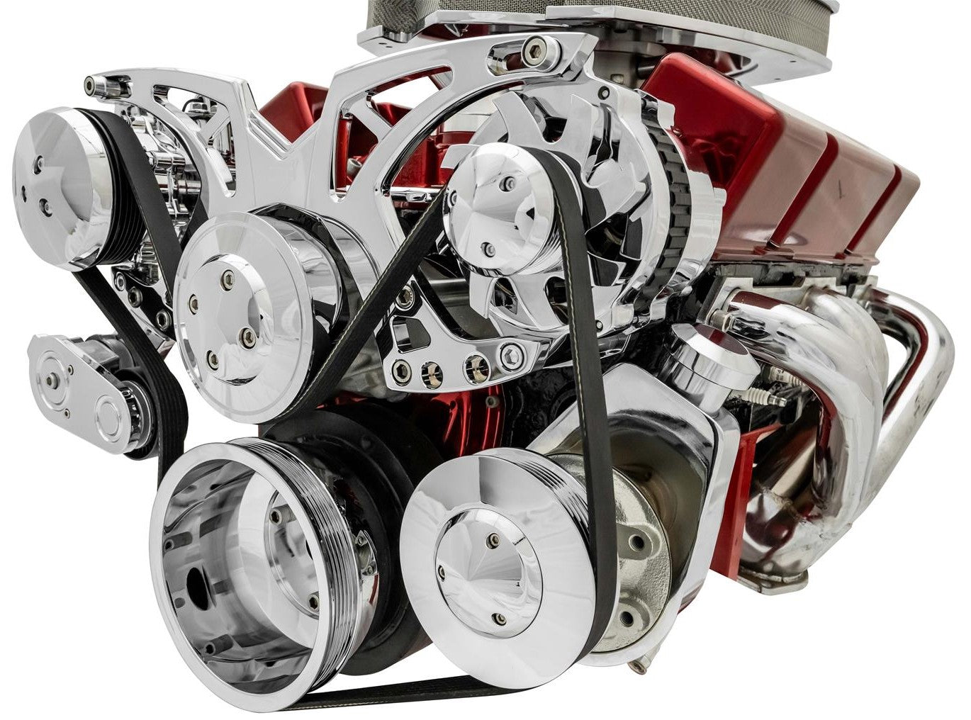 Small Block Chevy Chrome Style Track Serpentine Kit (AC/PS/ALT)
