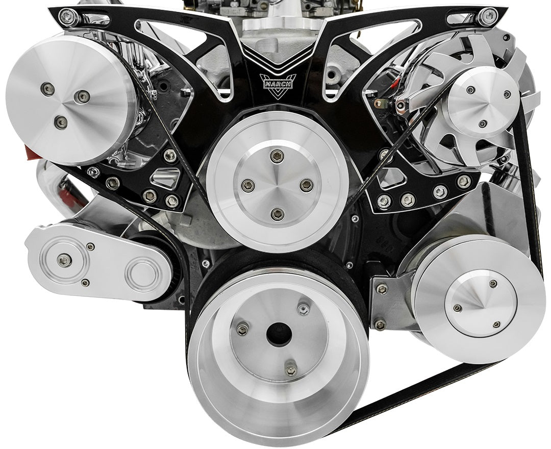 Small Block Chevy Black Onyx Style Track Serpentine Kit (AC/PS/ALT)