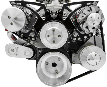 Small Block Chevy Black Onyx Style Track Serpentine Kit (AC/PS/ALT)