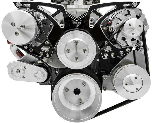 Small Block Chevy Black Onyx Style Track Serpentine Kit (AC/PS/ALT)