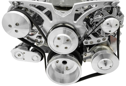 Small Block Chevy Clear Powder Coat Style Track Serpentine Kit (AC/PS/ALT)