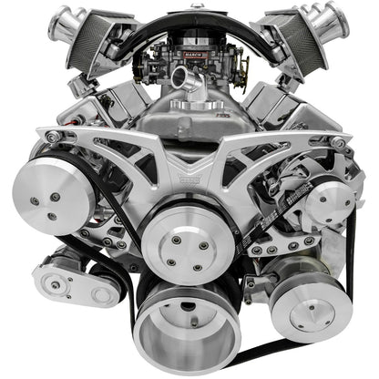 Big Block Chevy Clear Powder Coat Style Track Serpentine Kit (AC/PS/ALT)