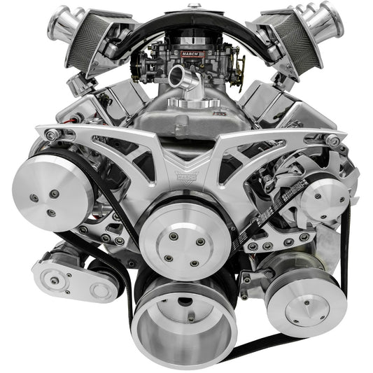 Big Block Chevy Clear Powder Coat Style Track Serpentine Kit (AC/PS/ALT)