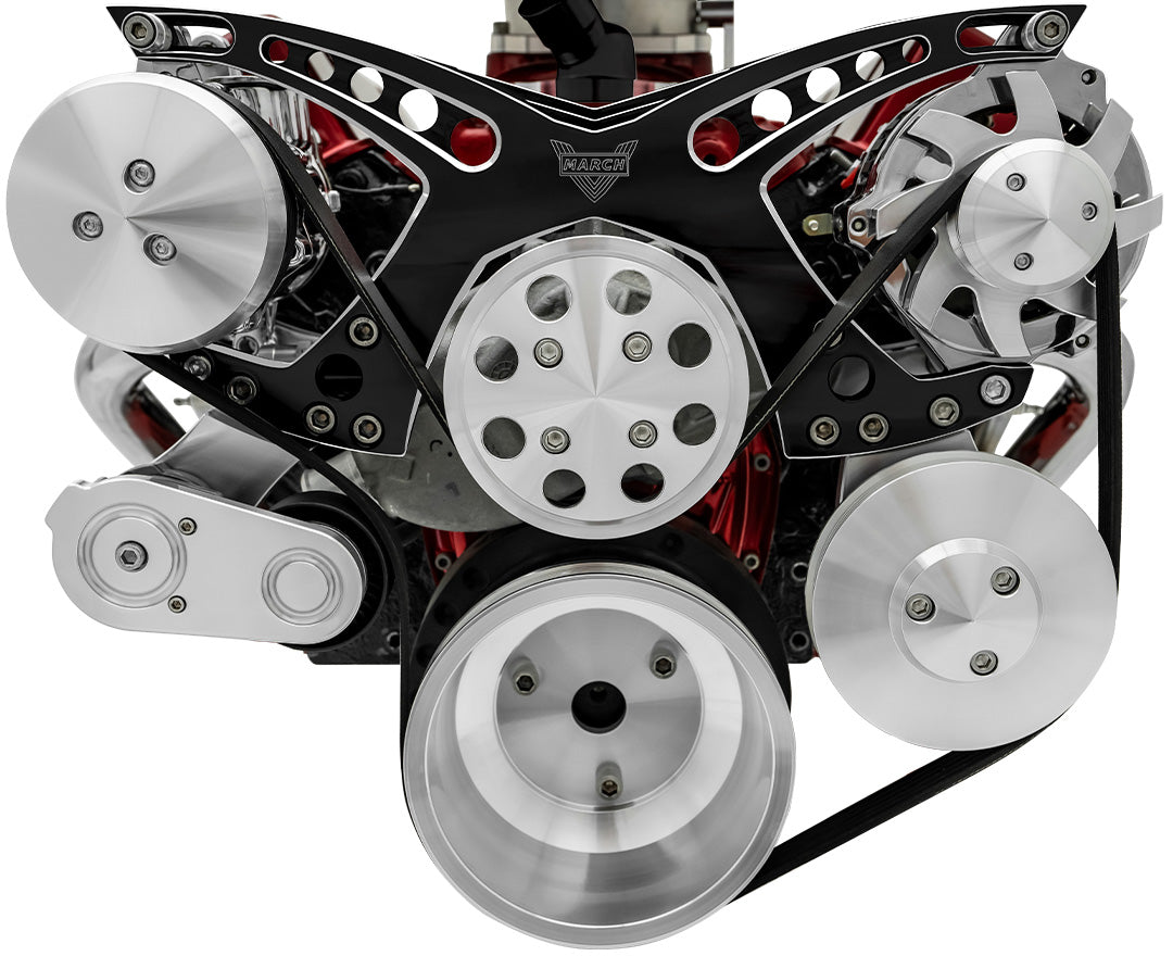 Small Block Chevy Revolver Serpentine System - AC & PS - GMT2 - Black Onyx