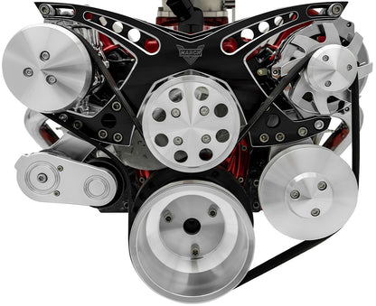 Small Block Chevy Revolver Serpentine System - AC & PS - GMT2 - Black Onyx