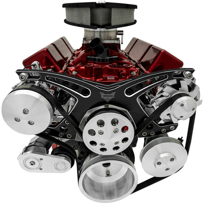 Small Block Chevy Revolver Serpentine System - AC & PS - GMT2 - Black Onyx
