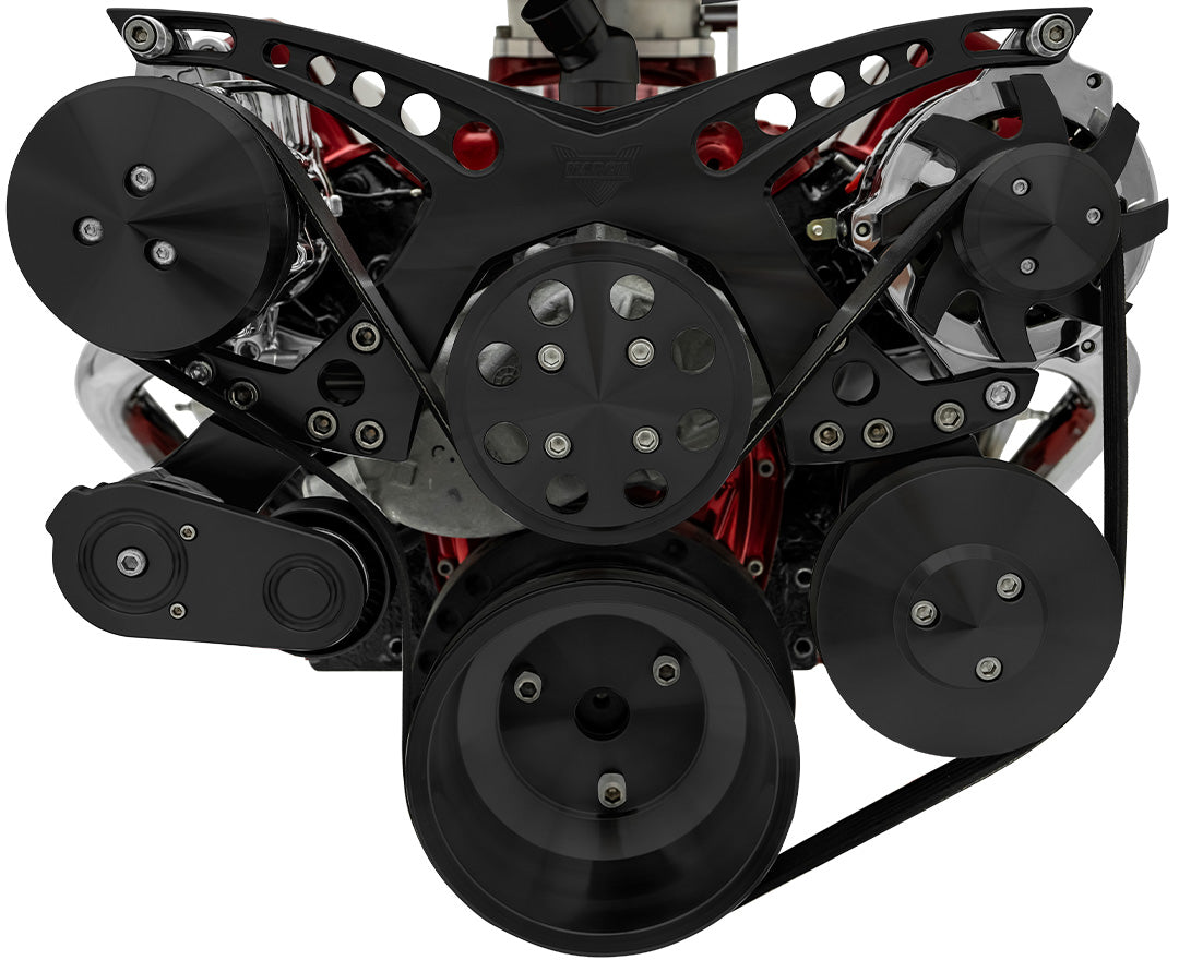 Small Block Chevy Revolver Serpentine System - AC & PS - GMT2 - Black
