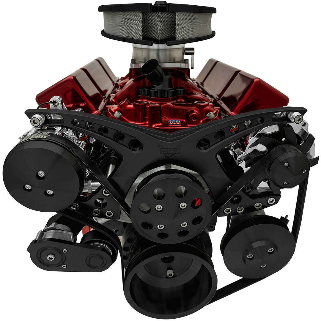 Small Block Chevy Revolver Serpentine System - AC & PS - GMT2 - Black