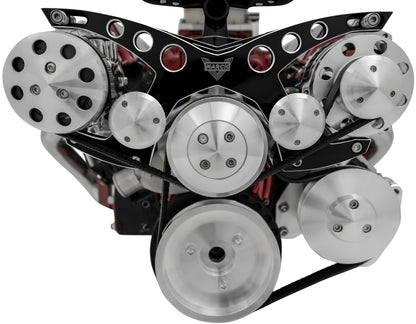 Small Block Chevy Revolver Serpentine System; Corvette; AC PS; GMT2; Black Onyx