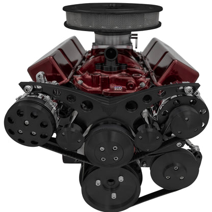 Small Block Chevy Revolver Serpentine System - Corvette - AC & PS - GMT2 - Black