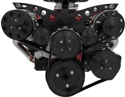 Small Block Chevy Revolver Serpentine System - Corvette - AC & PS - GMT2 - Black