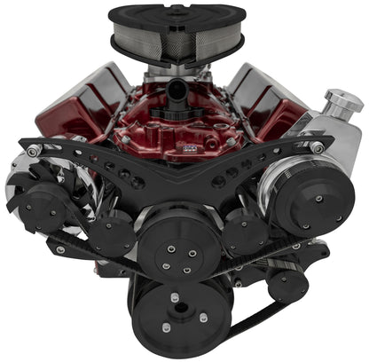 Small Block Chevy Serpentine System; Corvette; PS & ALT - Saginaw-Key - Black