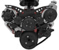 Small Block Chevy Serpentine System; Corvette; PS & ALT - Saginaw-Key - Black