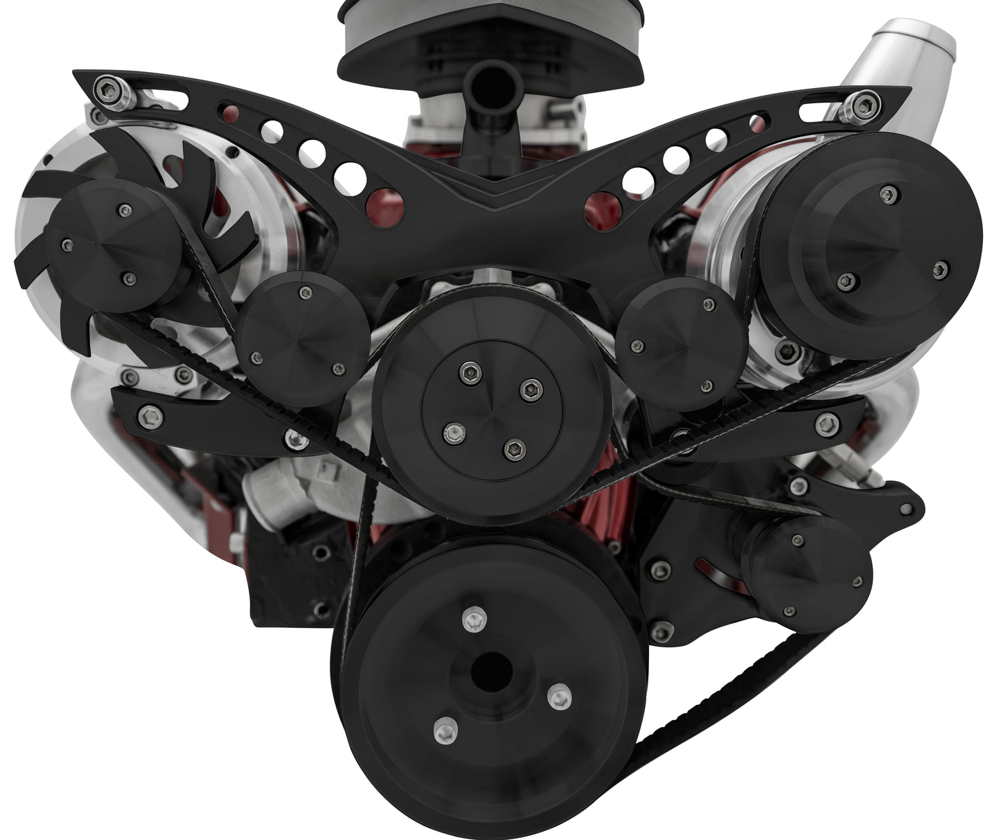 Small Block Chevy Serpentine Kit; Corvette; PS ALT; Billet  Saginaw-Key; Black