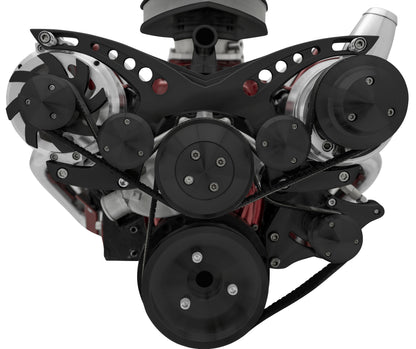 Small Block Chevy Serpentine Kit; Corvette; PS ALT; Billet  Saginaw-Key; Black