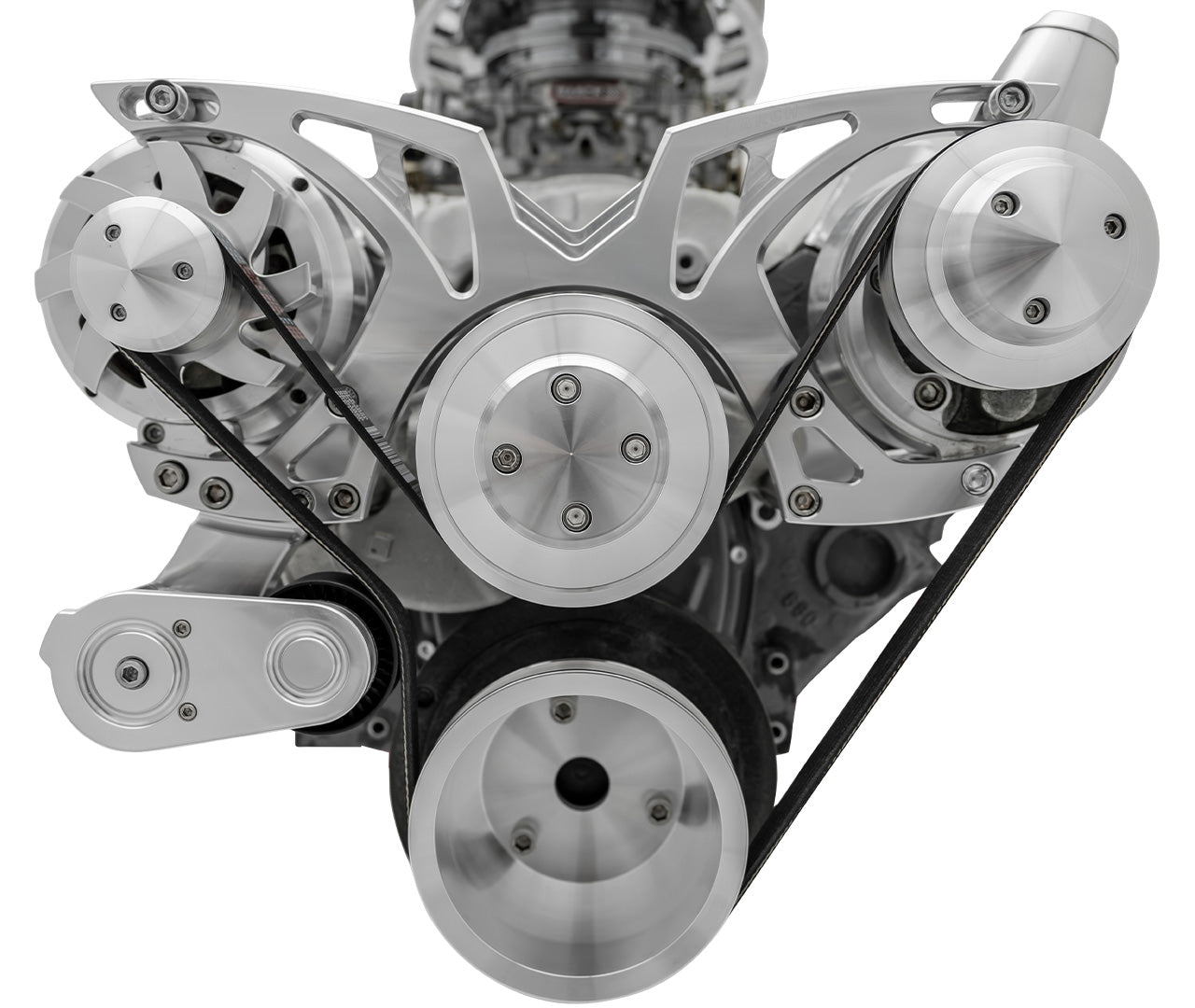 Small Block Chevy Style Track Serpentine System - PS & ALT - Billet-key - Chrome
