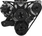 Small Block Chevy Style Track Serpentine System - PS & ALT - Saginaw-Key - Black