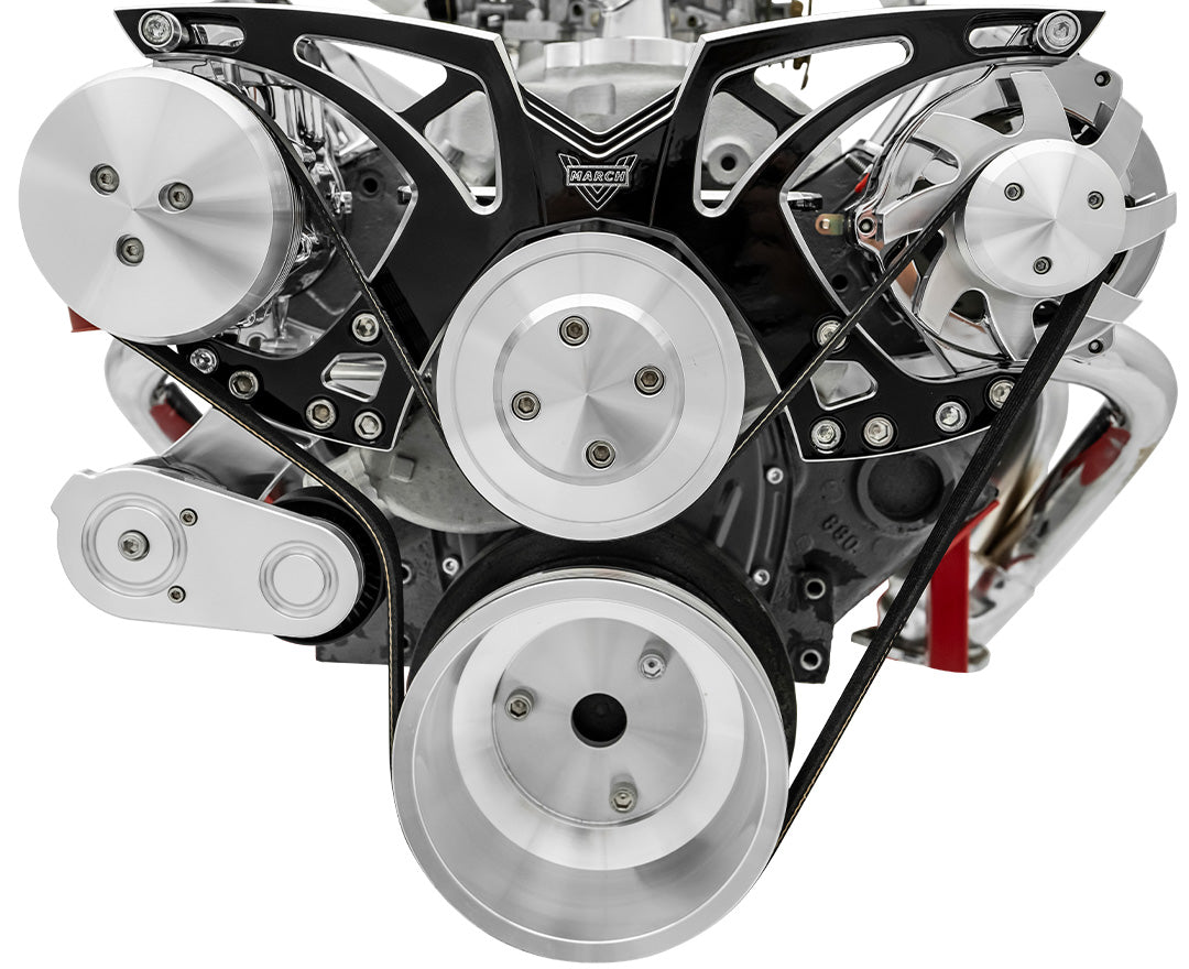 Big Block Chevy Style Track Serpentine System - AC & ALT - Black Onyx