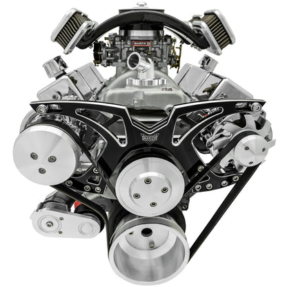 Big Block Chevy Style Track Serpentine System - AC & ALT - Black Onyx