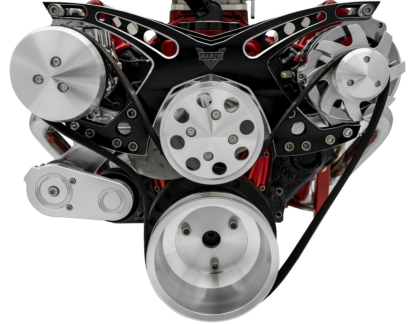 Big Block Chevy Revolver Serpentine System - AC & ALT; Black Onyx