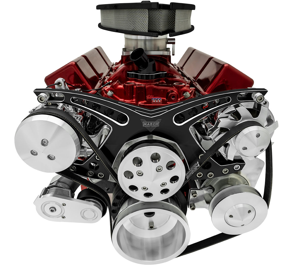 Big Block Chevy Revolver Serpentine System - AC & PS - Saginaw-Key - Black Onyx