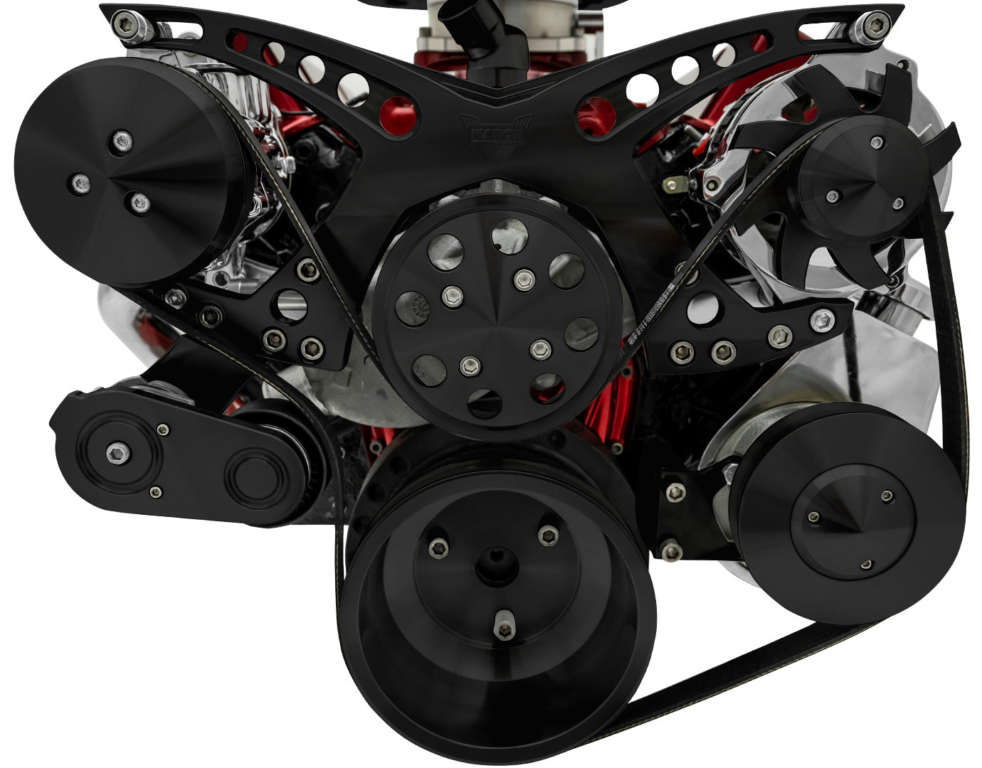 Big Block Chevy Revolver Serpentine System - AC & PS - Saginaw-Key - Black
