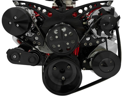 Big Block Chevy Revolver Serpentine System - AC & PS - Saginaw-Key - Black