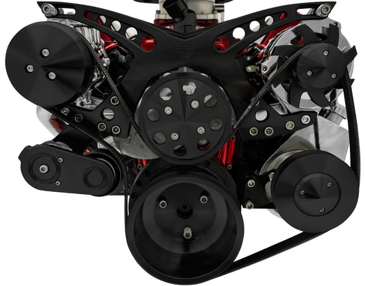 Big Block Chevy Revolver Serpentine System - AC & PS - Saginaw-Key - Black