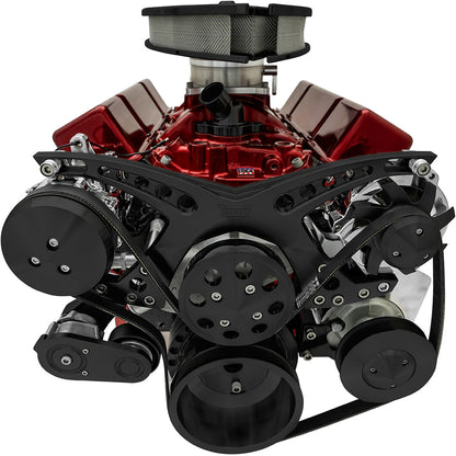 Big Block Chevy Revolver Serpentine System - AC & PS - Saginaw-Key - Black