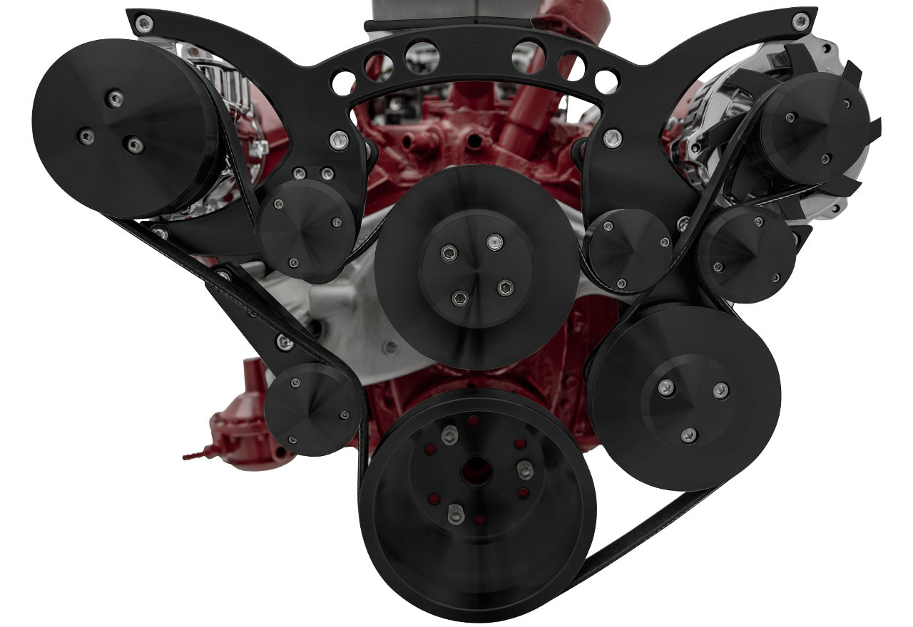 Chevy 348-409 Revolver Serpentine System - AC & PS - GMT2 - Black