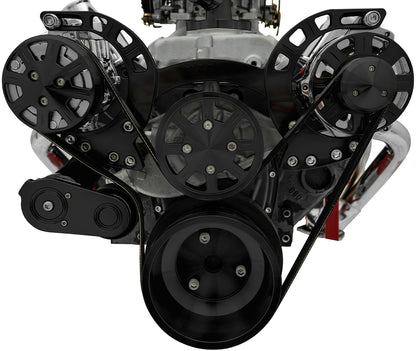 Small Block Chevy Sport Track Ultra Serpentine System - AC & ALT - Black
