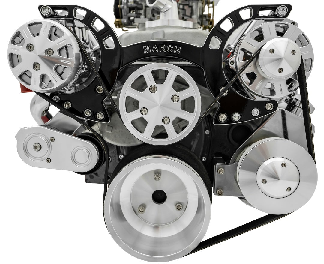 Small Block Chevy Black Onyx Sport Track Serpentine Kit (AC/PS/ALT)