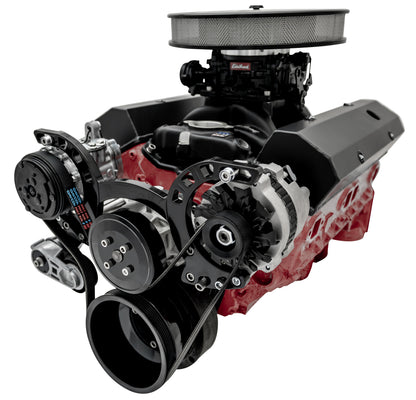 Small Block Chevy Sport Track Custom Serpentine System - AC & ALT - Black