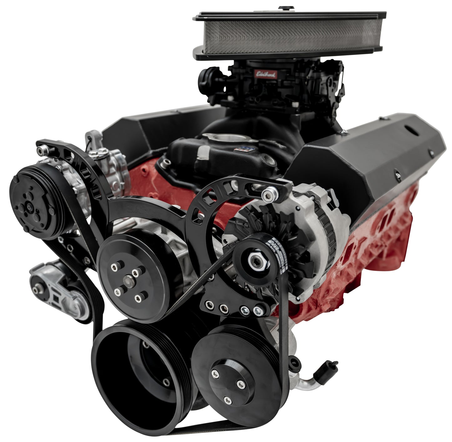 Small Block Chevy Sport Track Custom Serpentine System - AC & PS - GMT2 - Black