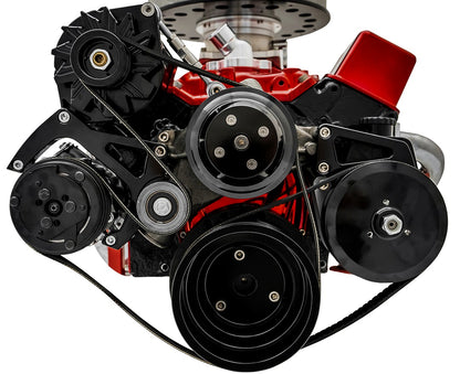 Small Block Chevy Black Sport Track Serpentine Conversion (AC/PS/ALT)