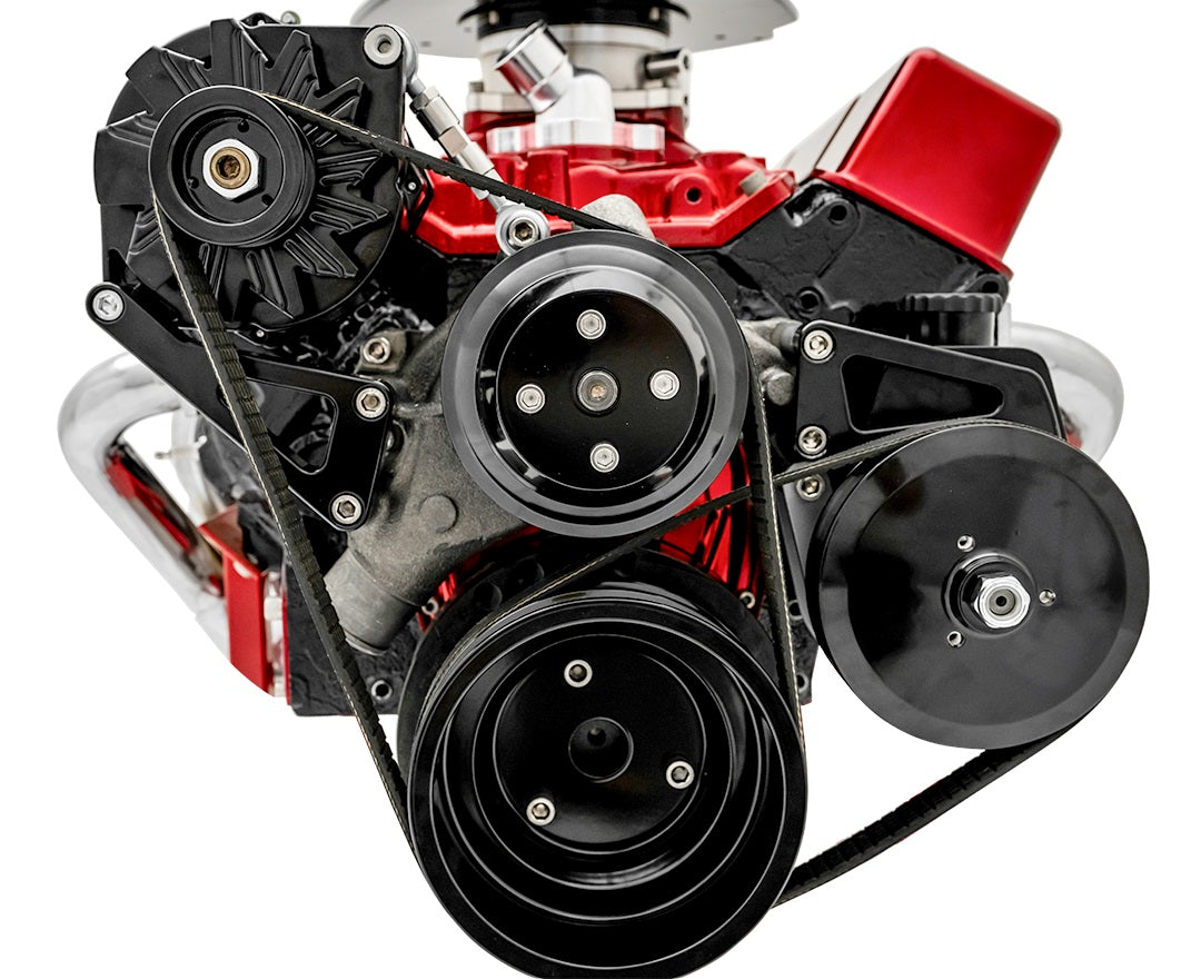 Small Block Chevy Black Sport Track Serpentine Conversion (PS/ALT)