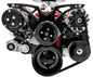 Small Block Chevy Style Track Custom Serpentine System; AC & PS; Saginaw; Black