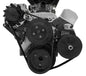 Small Block Chevy Serpentine Conversion Deluxe; LWP; PS ALT; Saginaw-Key; Black