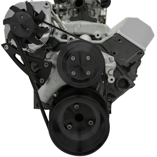Small Block Chevy High Flow Serpentine Conversion Deluxe - ALT Only - Black