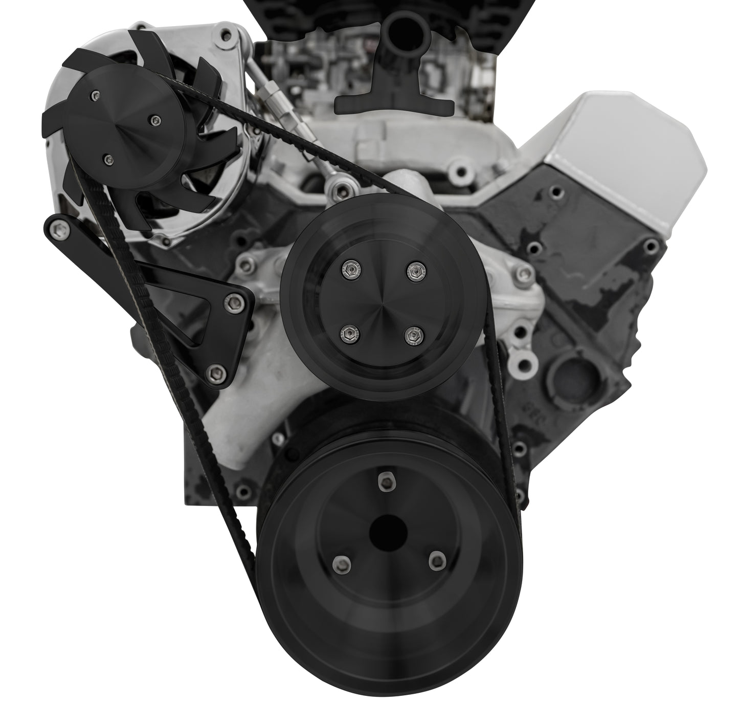 Small Block Chevy High Flow Serpentine Conversion Deluxe - ALT Only - Black