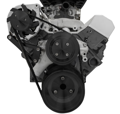 Small Block Chevy High Flow Serpentine Conversion Deluxe - ALT Only - Black