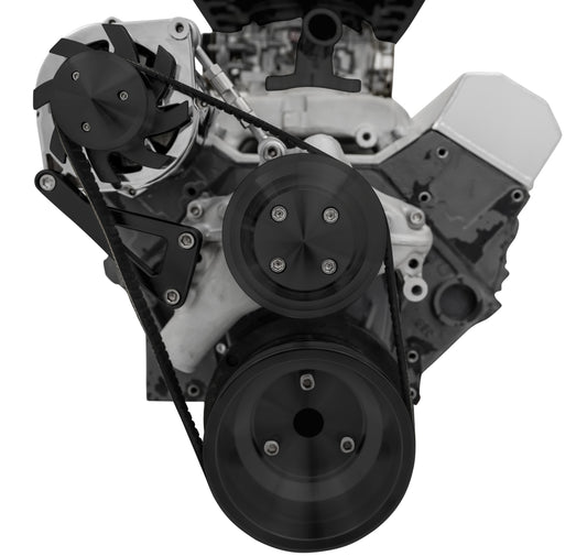 Small Block Chevy High Flow Serpentine Conversion Deluxe - ALT Only - Black