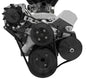 Small Block Chevy High Flow Serpentine Conversion; PS  ALT; Saginaw-Press; Black