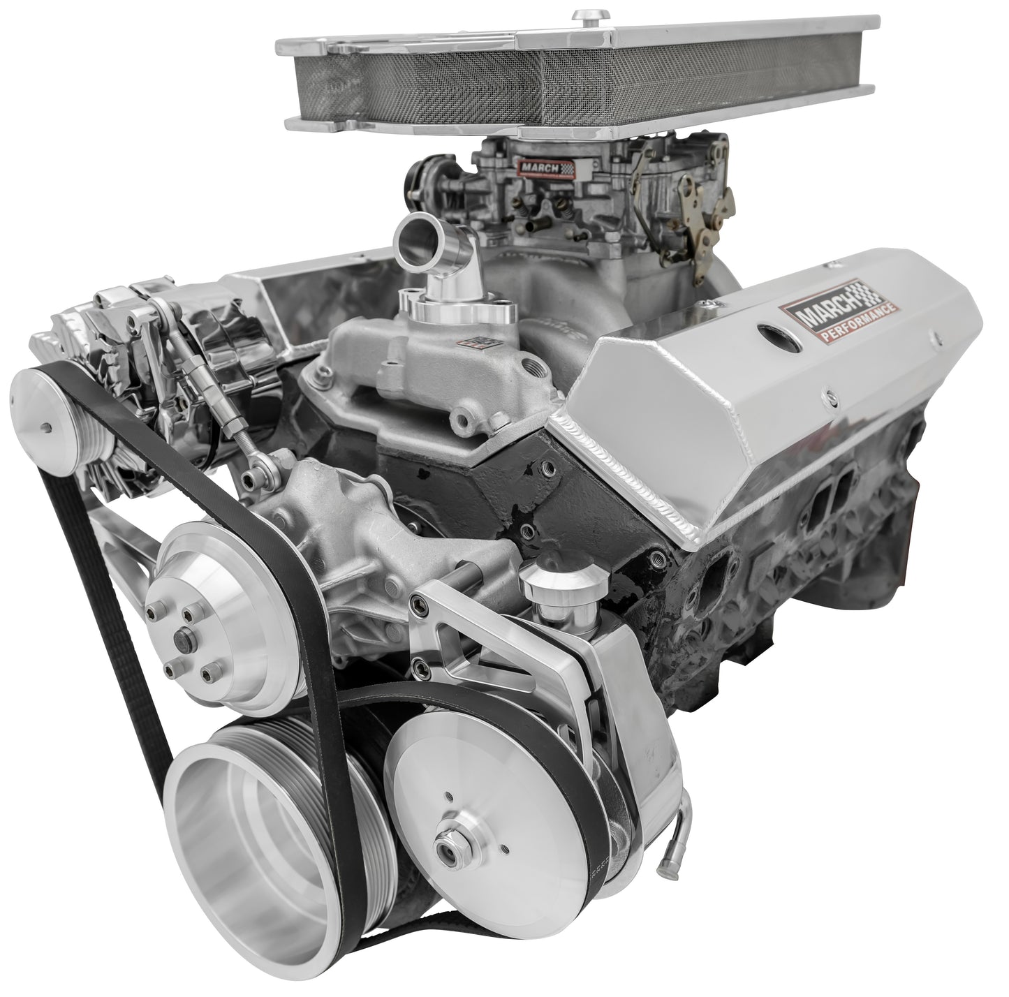 Small Block Chevy High Flow Serpentine Conversion Deluxe; PS & ALT; Saginaw-Key