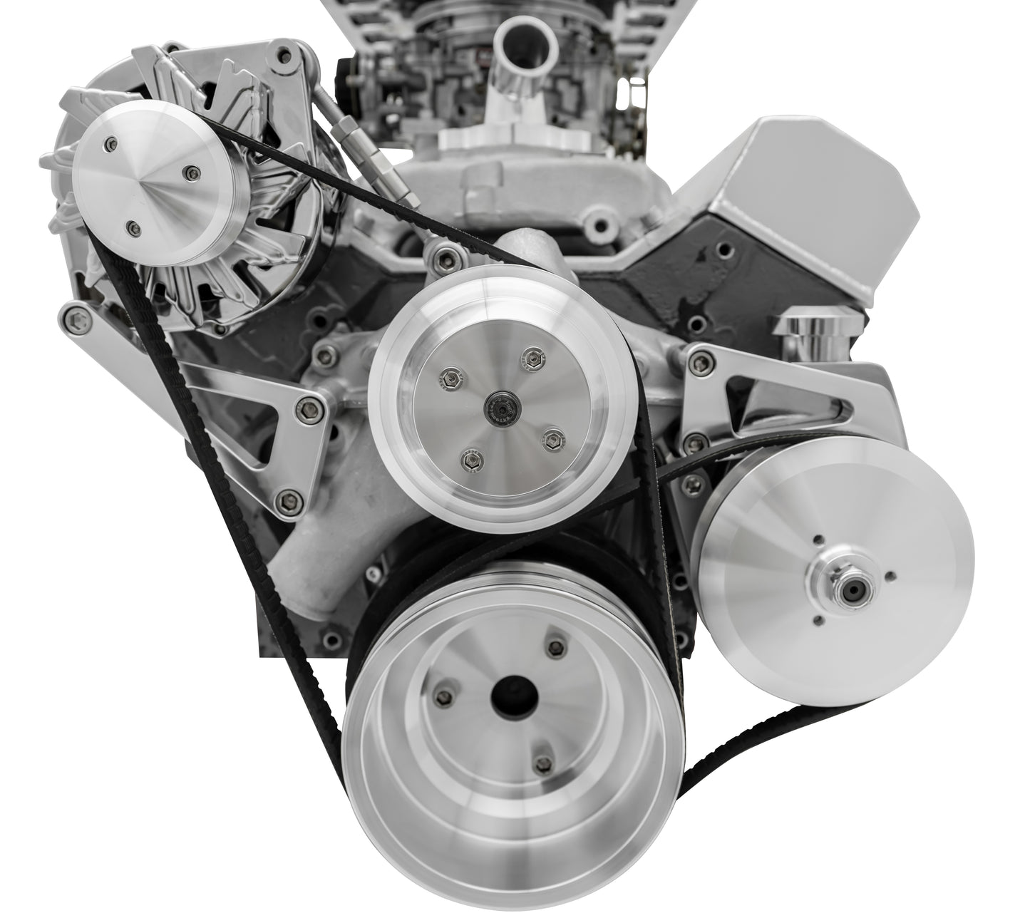 Small Block Chevy High Flow Serpentine Conversion - PS & ALT - Saginaw-Metric