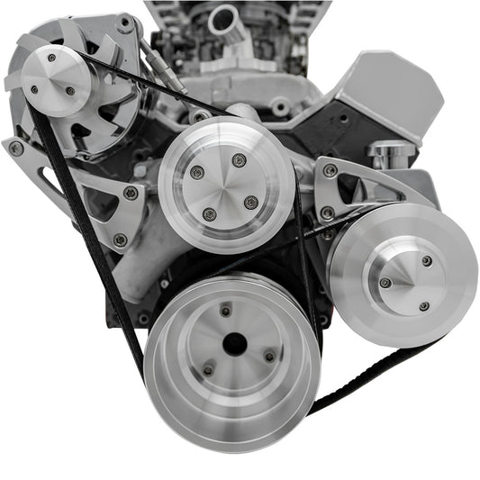 Small Block Chevy High Flow Serpentine Conversion - PS & ALT - Saginaw-Metric