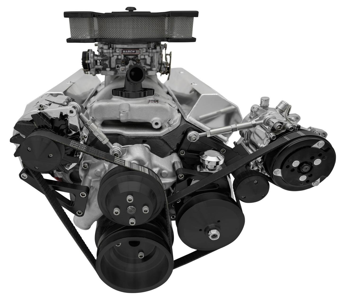 Small Block Chevy Serpentine Conversion Deluxe - AC & PS - Saginaw-Key - Black