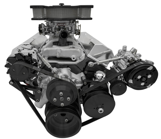 Small Block Chevy Serpentine Conversion Deluxe - AC & PS - Saginaw-Key - Black