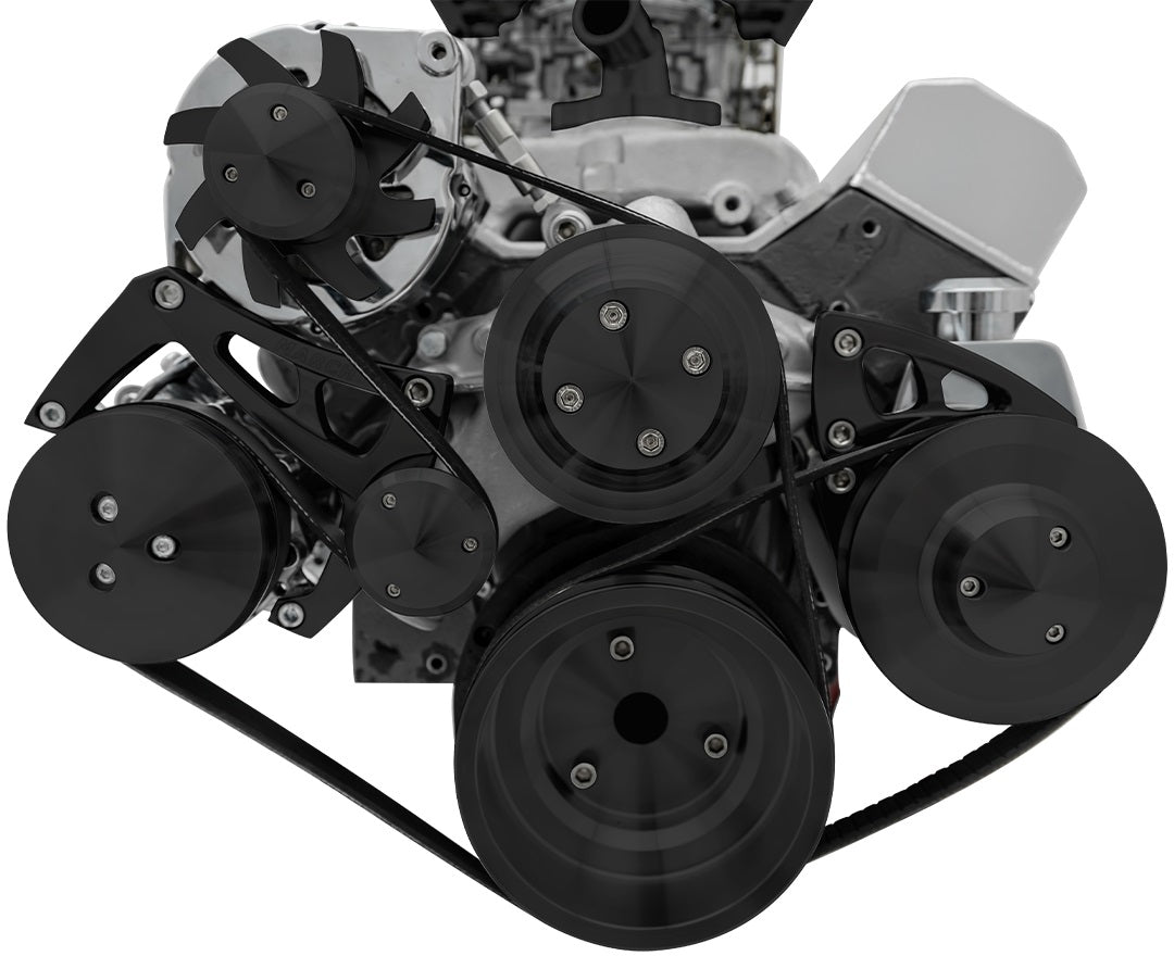 Big Block Chevy Serpentine Conversion Ultra - LWP - AC & PS - 508 - Black