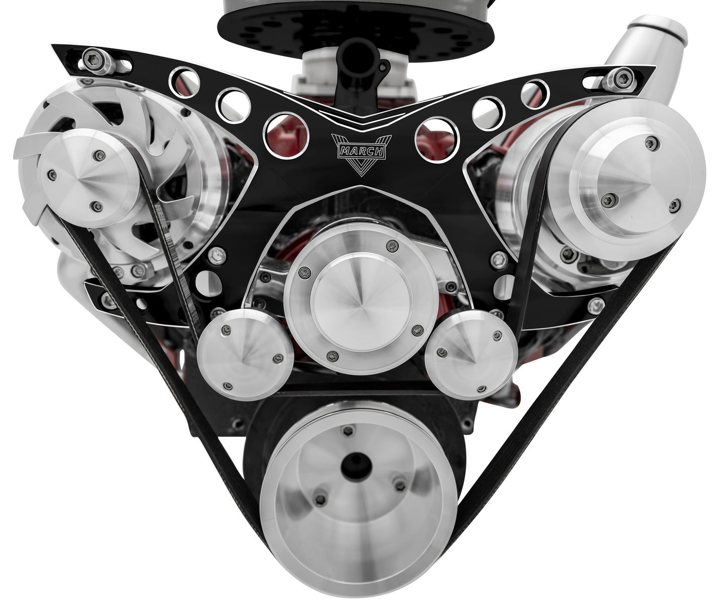 Big Block Chevy Revolver Serpentine System - PS & ALT - Billet-Key - Black Onyx